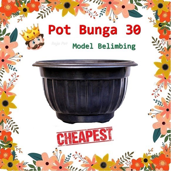 Pot Bunga Plastik Hitam 30 Belimbing | Pot Tanaman Plastik Hitam 30