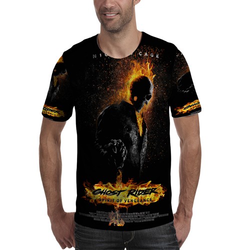 Kaos Ghost Rider Spirit Of Vengeance Tshirt Unisex Bahan Polyester Jersey T-SHIRT Fullprint Tees Cas