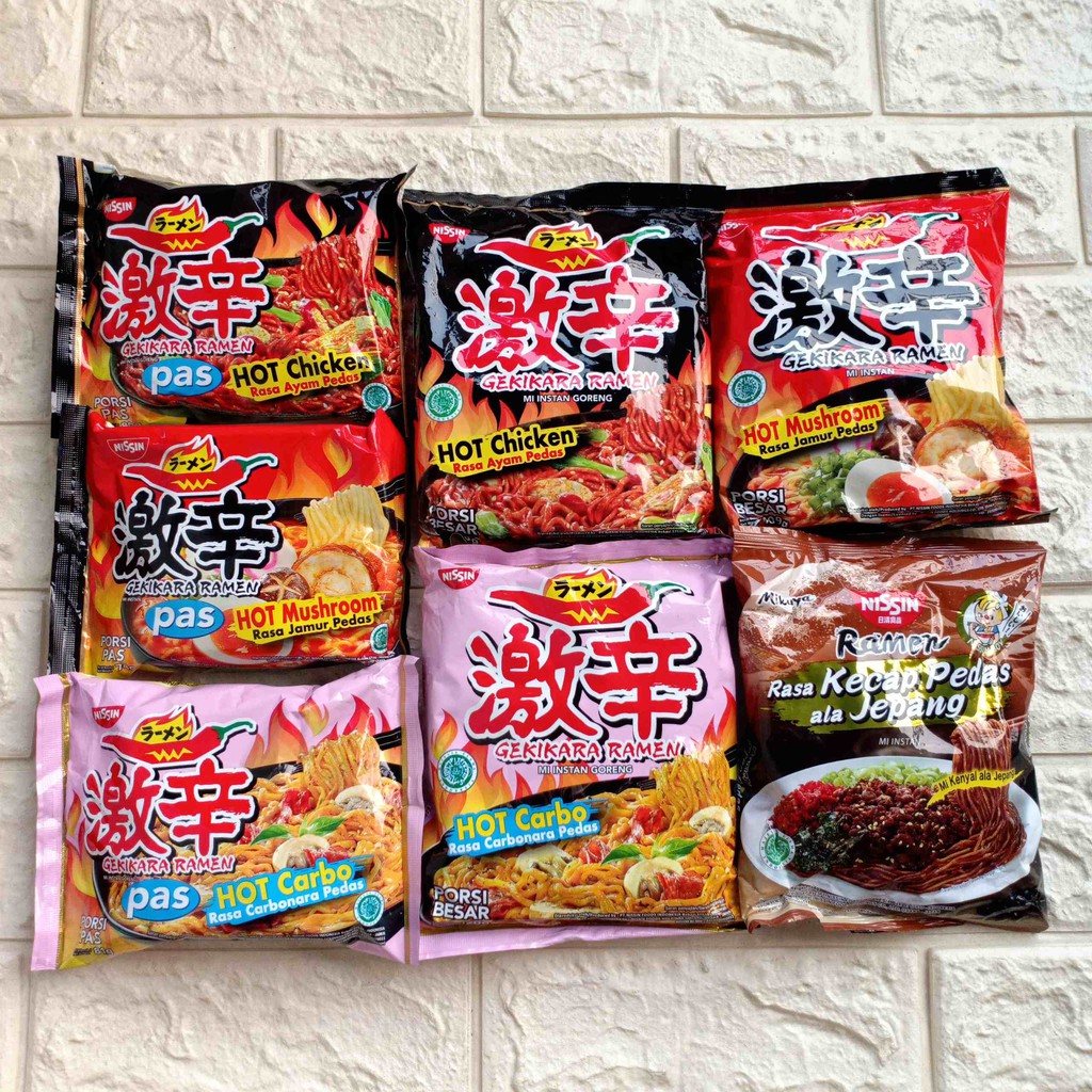 Nissin Gekikara Ramen Porsi Besar Premium Pas Mi Instan Goreng Hot Spicy Chicken Mushroom Carbo Takoyaki Curry Kaldu ala Jepang