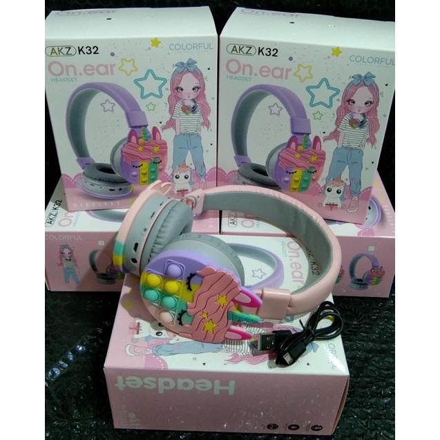 HEADPHONE / HEADSET  BANDO BLUETOOTH/WIRELESS UNICORN POP IT KARET TYPE K-32