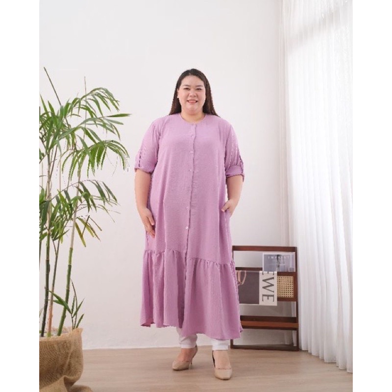 NEW REMPEL DRESS WANITA MUSLIMAH SUPER JUMBO LD120-140 BAHAN SHAKILA PREMIUM