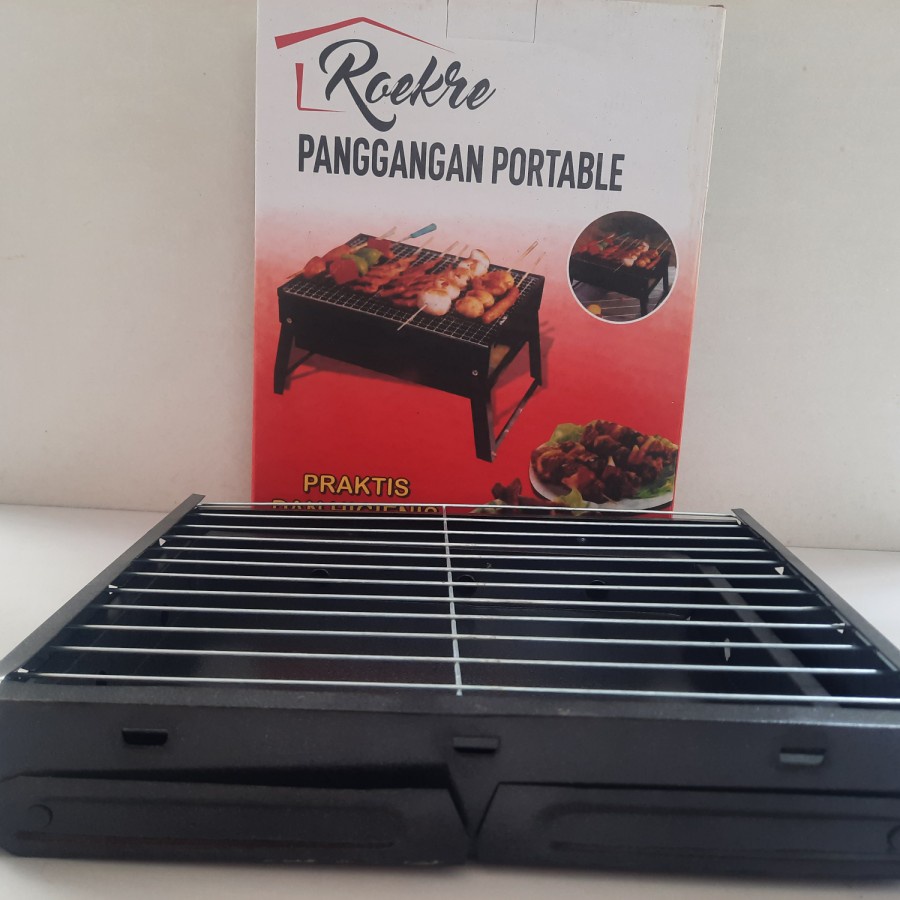 BELLA - PANGGANGAN PORTABLE KOTAK HITAM | ALAT PANGGANG BARBEQUE GRILL BBQ - MURAH