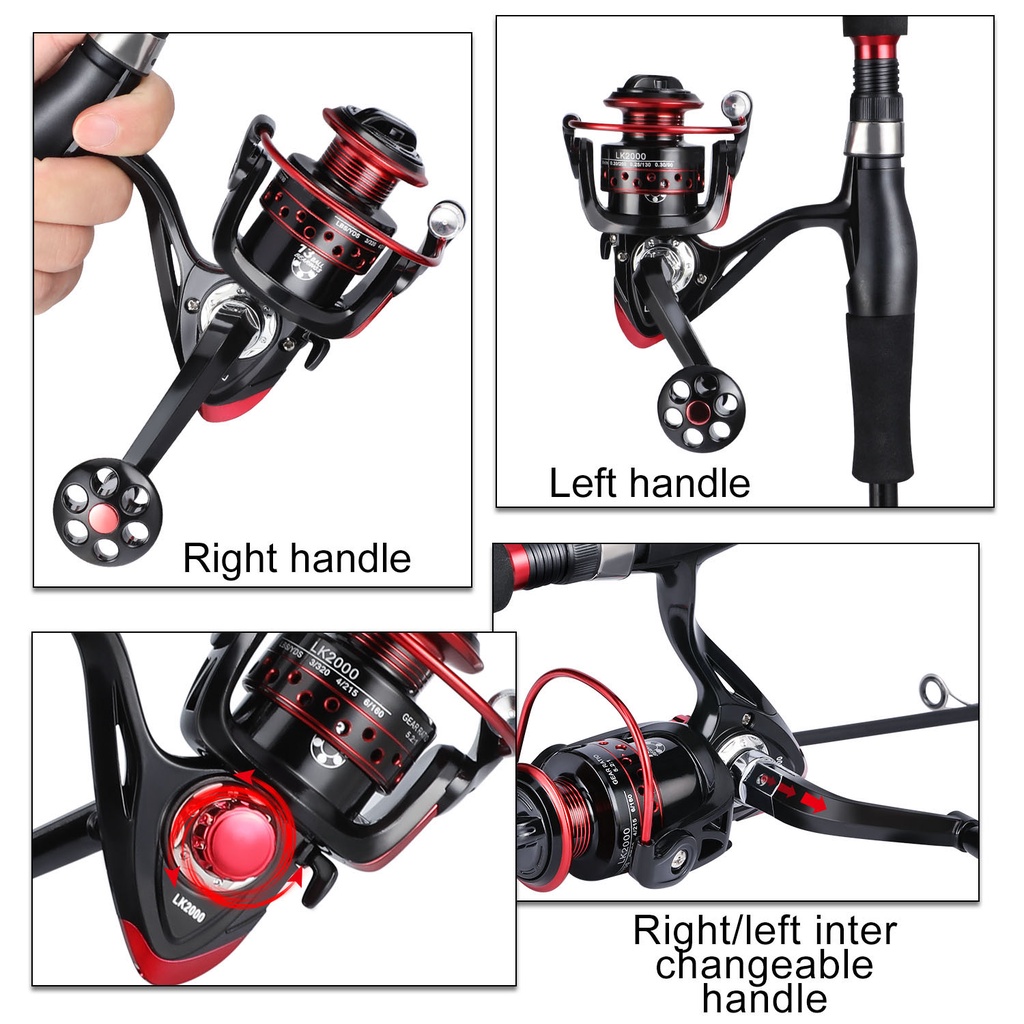 Set Pancing Super Kuat 1.8M 2.1M Pancing Teleskopik Portabel Dan Rasio Roda Gigi 5.2:1 13 BB Fishing Spinning Reel 2000 3000 4000 Pegangan Berubah Kanan/Kiri Untuk Set Pancing Air Tawar Air Laut