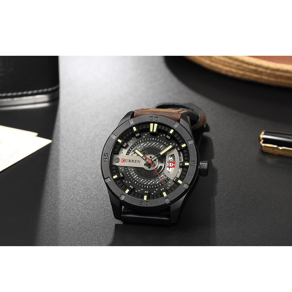 CURREN 8301 Jam Tangan Pria Analog Tali Kulit Chronograph Aktif WATCHKITE WKOS