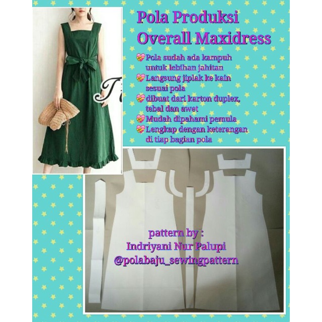 POLA PRODUKSI OVERALL - Pola Baju Dress wanita - sewing pattern