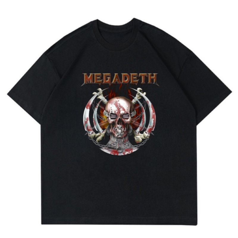 KAOS MEGADETH RED SKULL TENGKORAK MERAH PUNK ROCK METAL MUSIC BAJU BAND TSHIRT BOOTLEG VINTAGE PRIA 