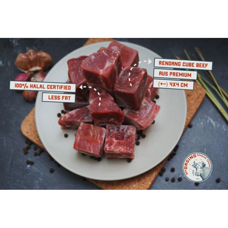 

DAGING RENDANG PREMIUM AUS BEEF BERDAGING - 1kg