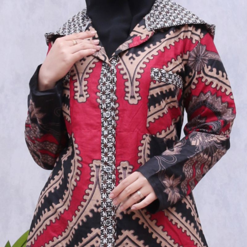 COUPLE GAMIS OUTER HIJABER LONG HOODIE TIGA NEGRI  BATIK TRADITIONAL BUTIK KEMEJA JUMBO 5L 30CM