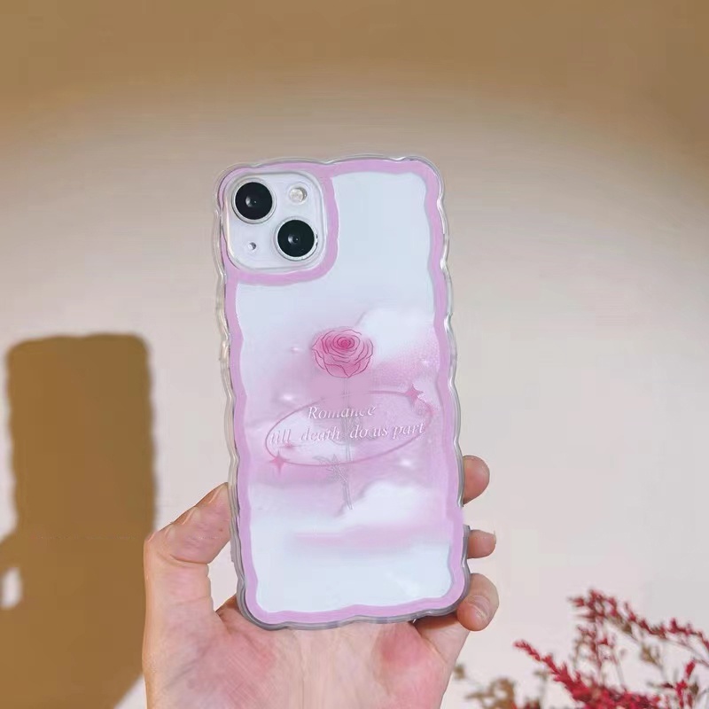 Soft Case Silikon TPU Transparan Motif Mawar Pink Untuk IPhone 13 12 Pro Max 11 XS XR X 8 7 6S Plus Mini