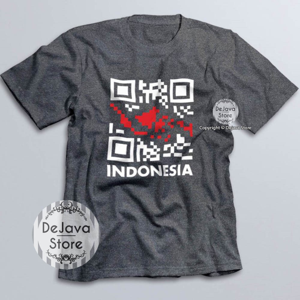 Kaos Distro Indonesia Peta Barcode Baju Kemerdekaan Agustus Cotton Combed 30s Unisex Premium | 4376-7
