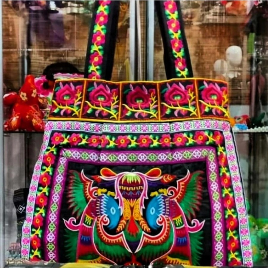 Tas bordir corak bangkok besar