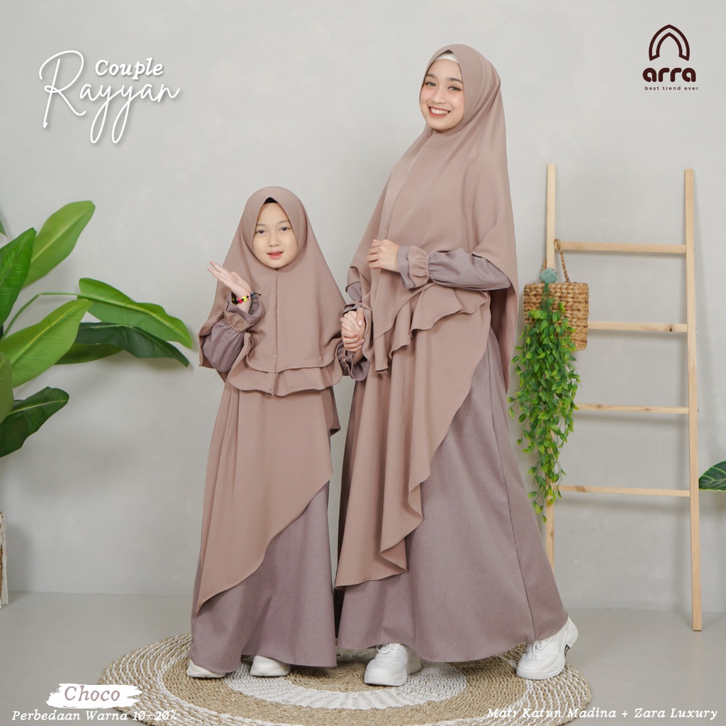 Arra Sarimbit Keluarga Gamis Ayah Ibu Anak Series Rayyan Warna Choco Original Premium Baju Pasangan Couple Busana Muslim Terbaru 2022