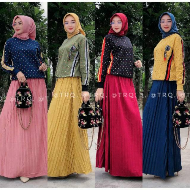 Set rok plisket saude premium 
*import premium atasan kaos
*Bahan adem import