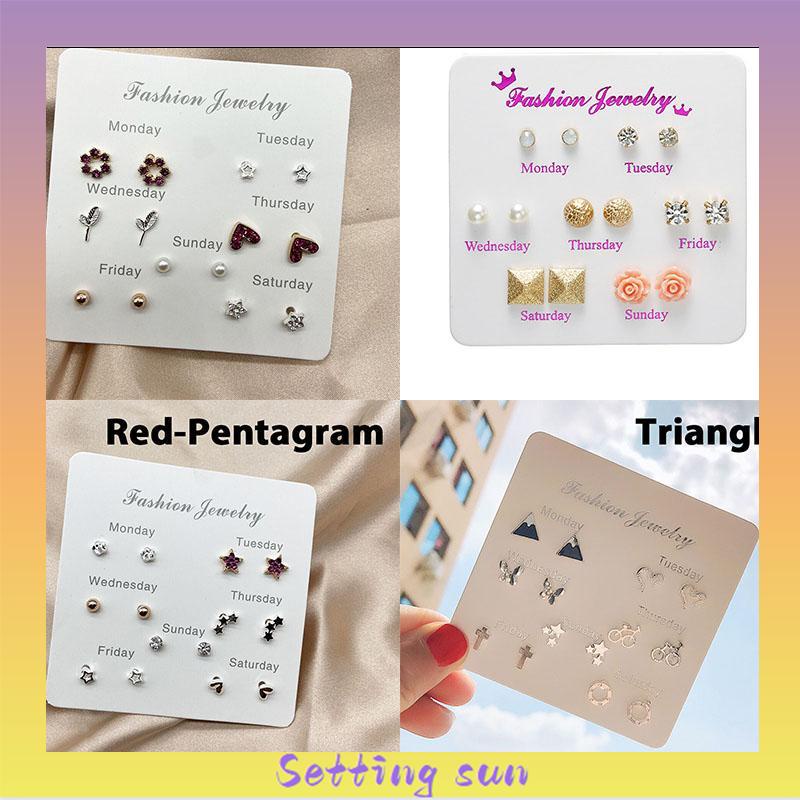 Set 7 Pasang Anting Kombinasi Model Sederhana TN