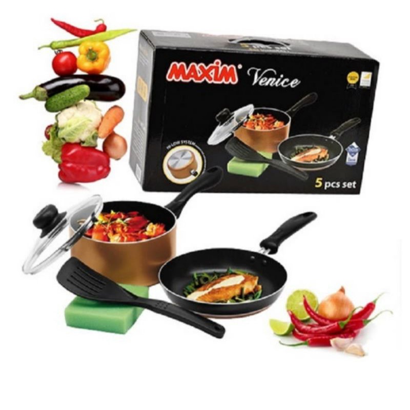 MAXIM Venice Panci Set 5 IN 1 Teflon Anti Lengket