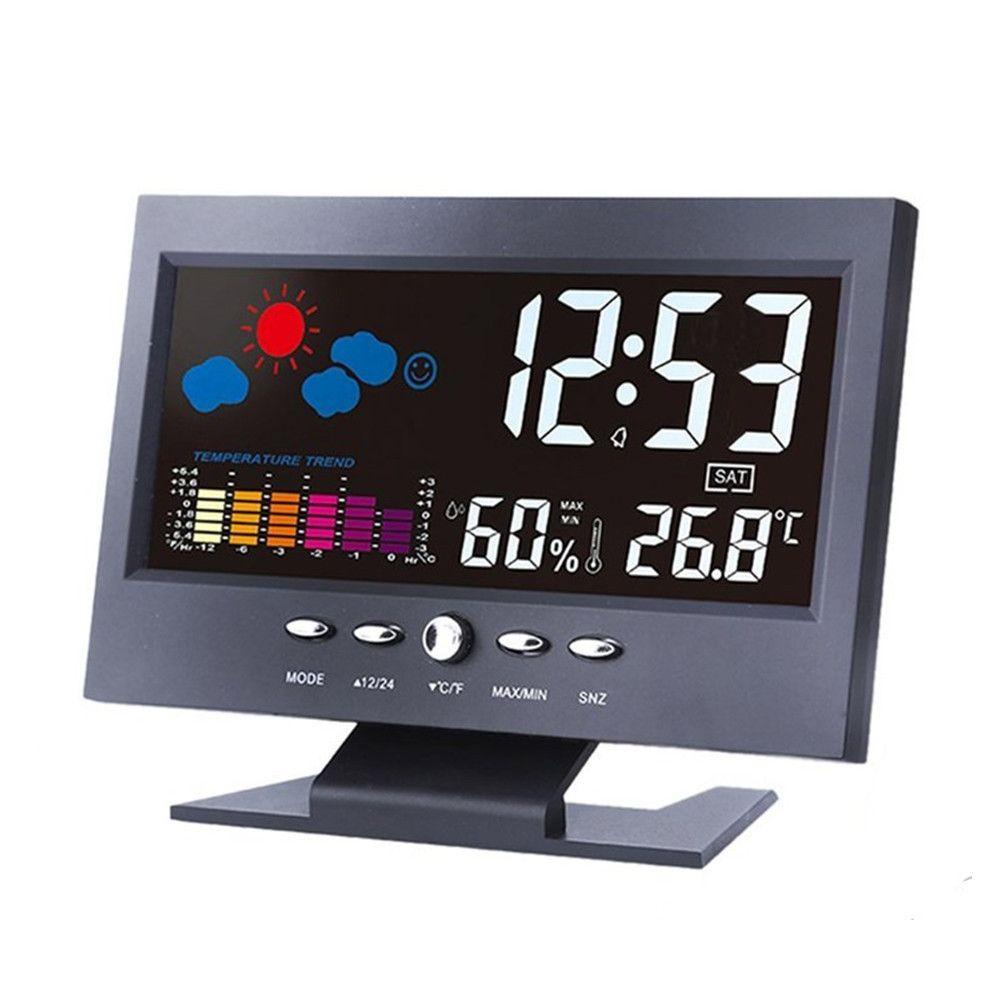 R-flower Jam Weker Indoor/Outdoor Weather Station Kalender Digital LED