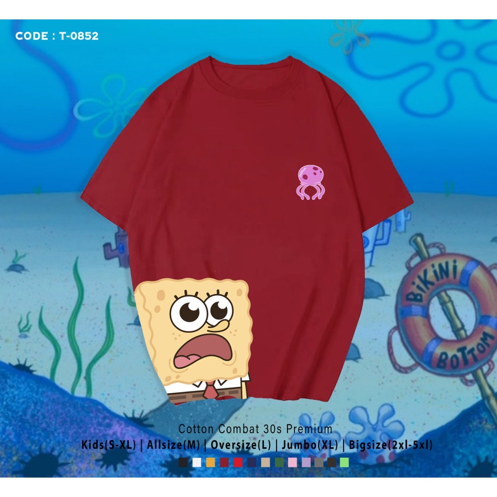 KAOS TERBARU / PRIA WANITA / KAOS POPULER / REAL PICTURE / SPONGEBOBS SYOK / BEST SELLER / CUSTOM TEE