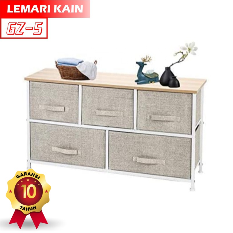 Lemari 2 Susun 5 Kotak Kain Linen Rak Penyimpanan Laci - ORANGEHOME (GZ-5)