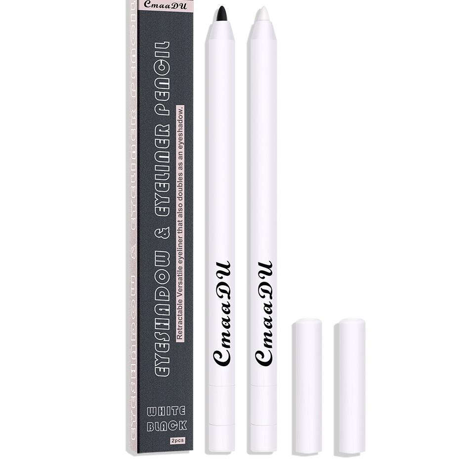 J9B6 Pensil Eyeliner Cmaadu 2pcs set Matte Eyesha & Eyeliner Pencil 2 Warna Hitam dan Putih Waterpro