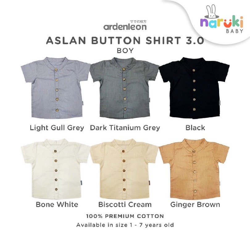 Ardenleon Boy Aslan Button Shirt 3.0 Arden Leon Baju Atasan Anak Laki-Laki