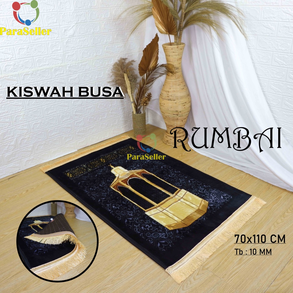 Sajadah Tebal Anti slip Ukuran 80 x 110 cm Motif Kiswah Hajar Aswad Hitam Busa Guilting Jumbo GROSIR