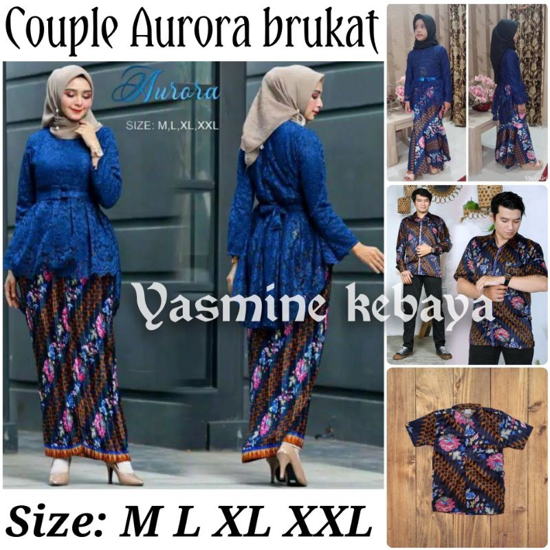 Jual Couple Kebaya Aurora Brukat Set Kemeja Batik Modern Couple