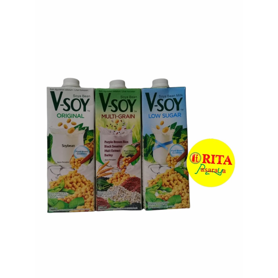 

V- soy Susu Kedelai Multi Grain / Original | V-soy Soya Milk 1 Liter