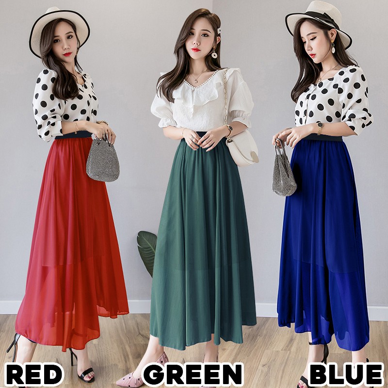 (1103 ROK)Chiffon Long Skirt/Rok sifon/Rok Panjang