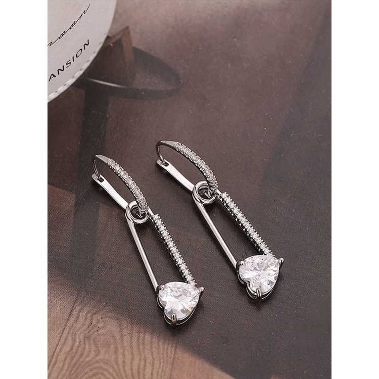 Anting Tusuk Gantung Bahan Sterling Silver 925 Desain Geometri Hias Mutiara + Berlian Imitasi Untuk Wanita