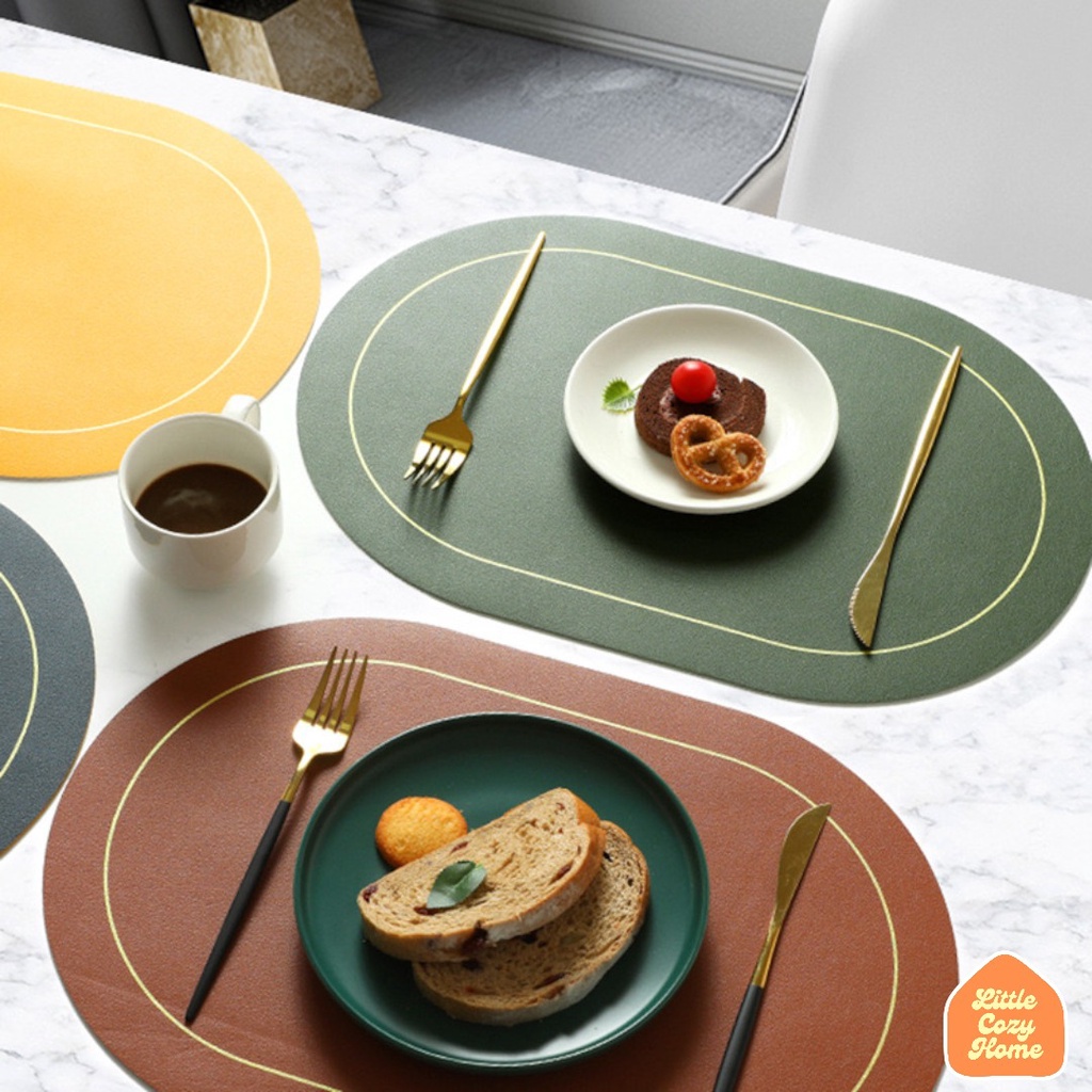 DUO TONE LEATHER PLACEMAT / Alas Meja Makan / Tablemat / Taplak Meja