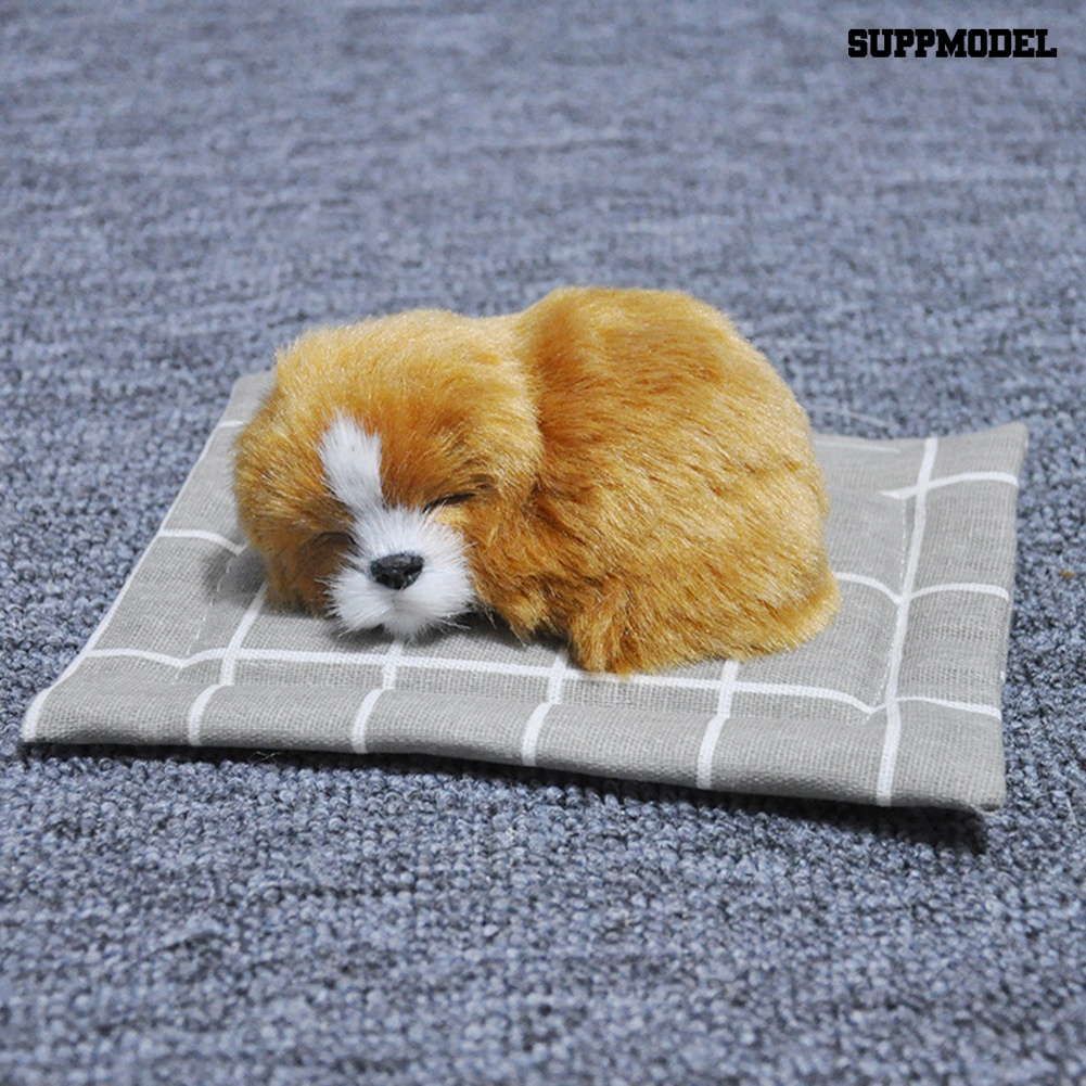 Boneka Anjing Tidur Realistis Bahan Plush Untuk Dekorasi Rumah / Mobil