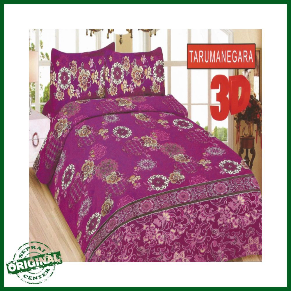 SEPRAI / SPREI BONITA TARUMANEGARA No.2 QUEEN 160 SEPRAI BATIK UNGU BUNGA PUTIH