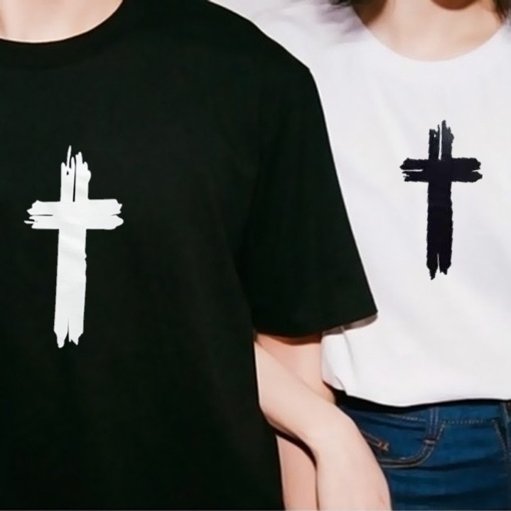 KAOS COUPLE JUMBO SALIB POLOS M L XL / BAJU PASANGAN BIG SIZE