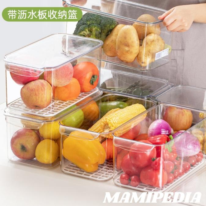Food Storage Container Wadah Akrilik Kotak Sayur Buah Tirisan Kulkas --Termurah--