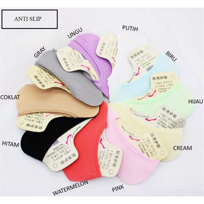 TERMURAH!!! Kaos Kaki Socks sLow Cut Dewasa Invisible Pendek Silicon Murah Inport Terlaris