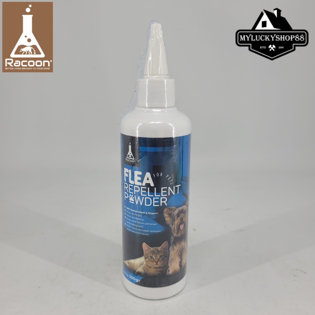 Racoon Bedak Anti Kutu Hewan Anjing Kucing Flea Repellent Powder