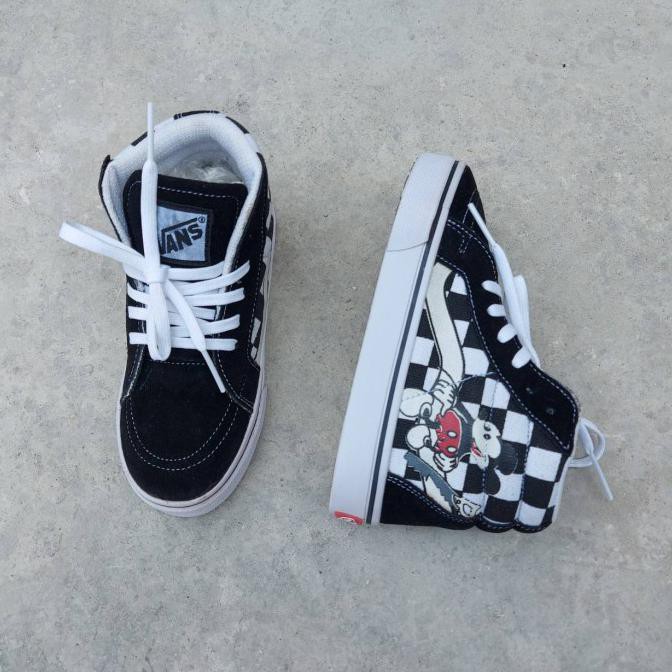Hot Sale Sepatu Anak Vans Sk8 Hi Checkerboard X Mickey Mouse Kids Size 25-35 - Mix, 25 Sampai 35
