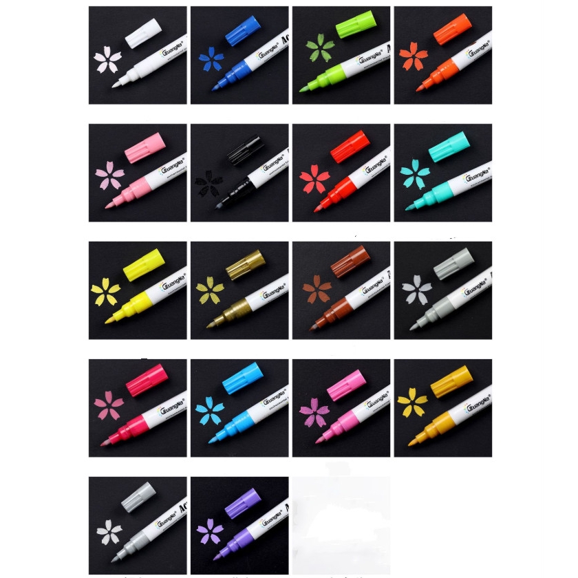 18pcs Pen Marker Akrilik 0.7mm Untuk Keramik/Gelas/Porselen/Kayu/Kain/Kanvas