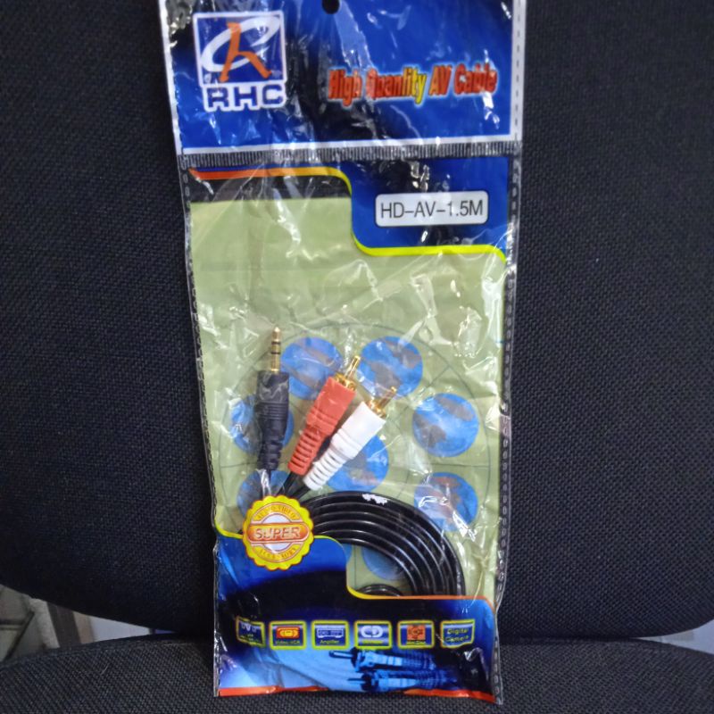 Kabel Audio Jack Stereo 3.5 Male to 2 Jack RCA male AUX 3.5mm to RCA