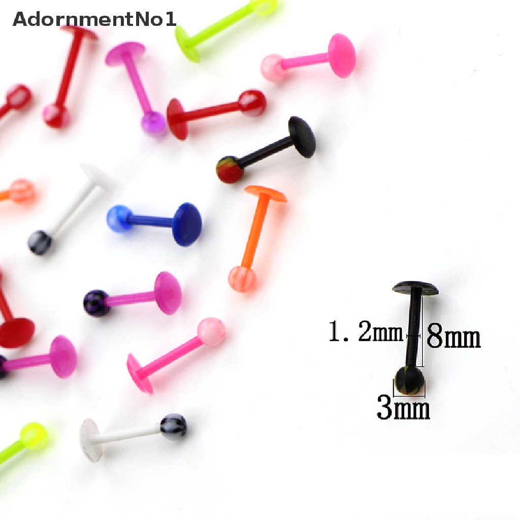 (AdornmentNo1) 20pcs / Set Anting Tindik Lidah / Bibir / Tubuh Desain Barbell Warna Warni