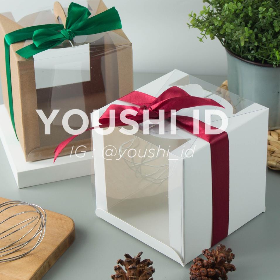 

[UO431] (5pcs)Dus Kue/Kotak Kue/Carry Box/Giftbox Kue/Dus Chiffon Mini Mika Transparan 12x12x12cm ￣□￣ 49