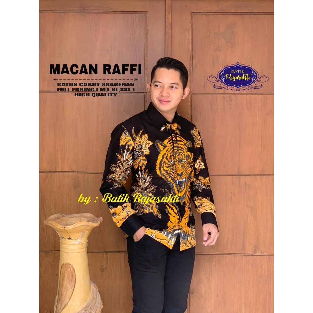 MACAN RAFI RAJASAKTI KEMEJA BATIK SOLO PRIA LENGAN PANJANG PENDEK LAPIS FURING ATASAN PREMIUM MODERN KATUN HALUS ALFARRAS 2 KERIS PUTIH KERIS PUTIH PENDEK HARIMAU PEN HARIMAU PEN 2 PRABU RADEN KENCONO LUHUR KENCONO MUNGIL NAGAGENI  CITRA AYU CITRA AYU PEN