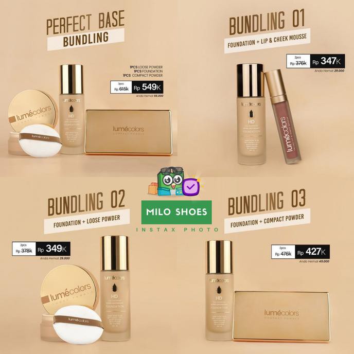 Lumecolors Foundation Compact Loose Powder Lipmousse Bedak Tabur