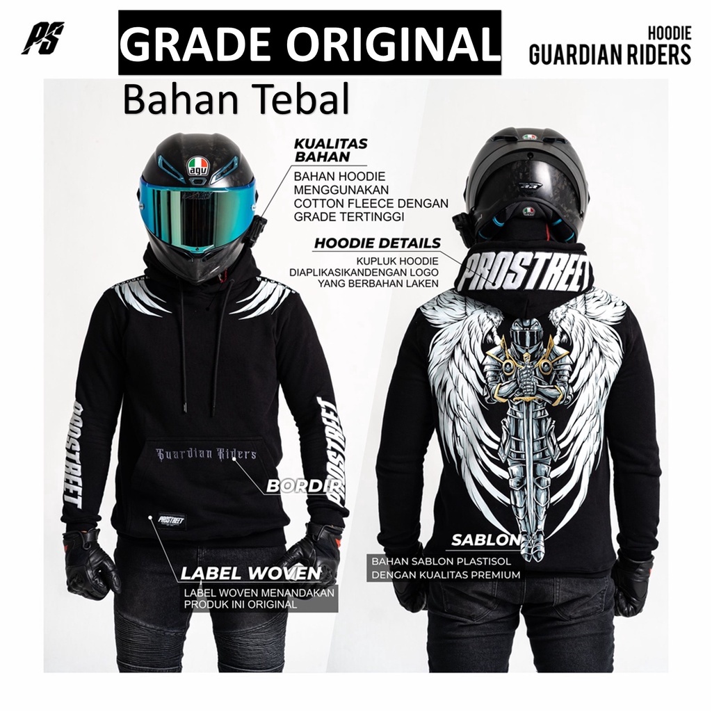 Hoodie Pria Prostreet Original Distro Sunmori Guardian Rider Bahan Tebal Lembut Size M L XL