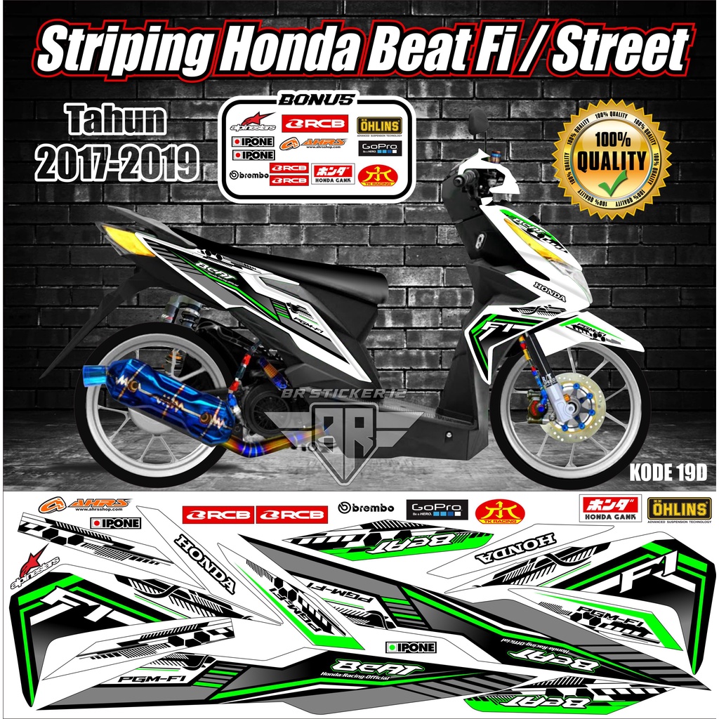 Striping Beat 2017-2019  Stiker Variasi Lis Motor Beat Kode 19