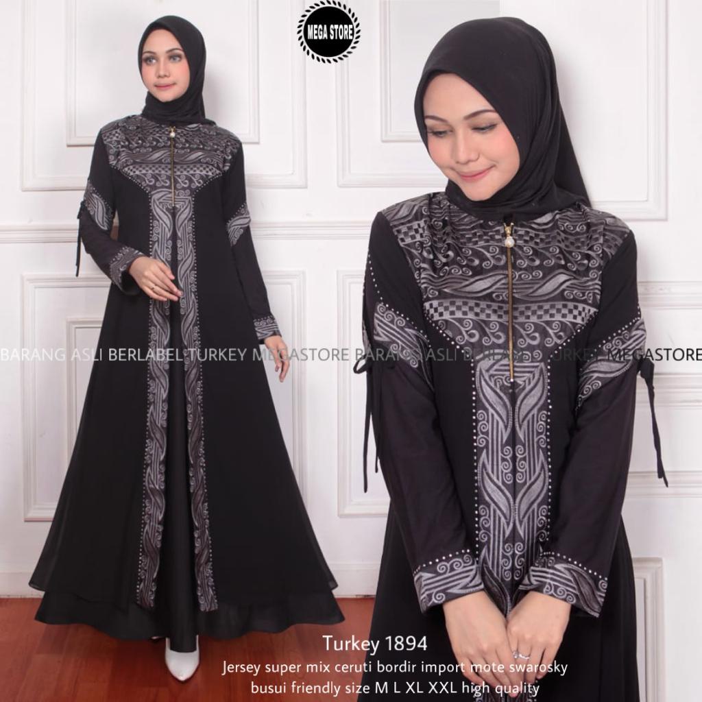 ABAYA TURKEY ORI MEGASTORE BORDIR SILVER