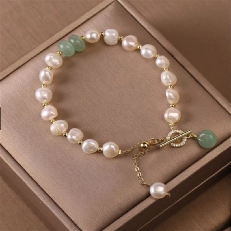 Classic Natural Stone Pendant Pearl Bangle/ Simple Temperament Geometry Adjustable Bracelet