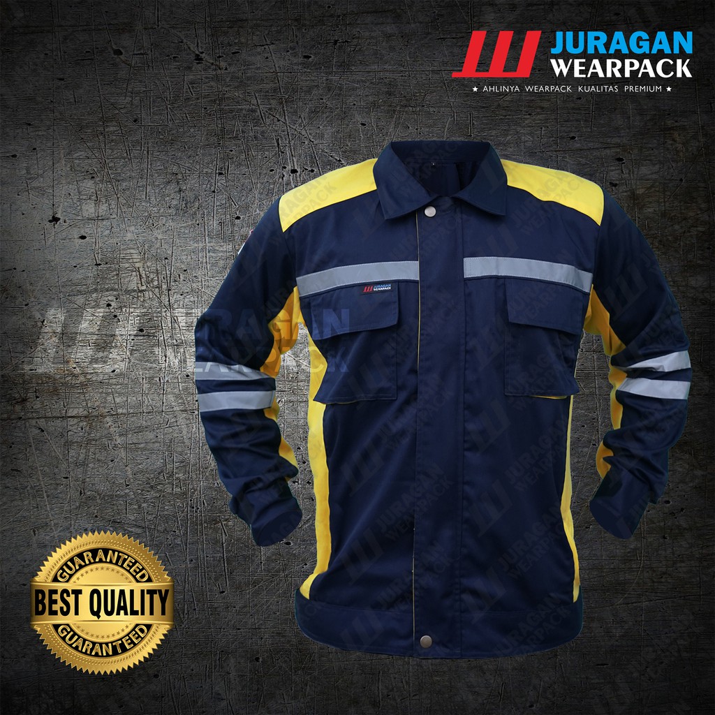 WEARPACK SAFETY TERBAIK WARNA  KUNING  KOMBINASI BIRU NAVY  