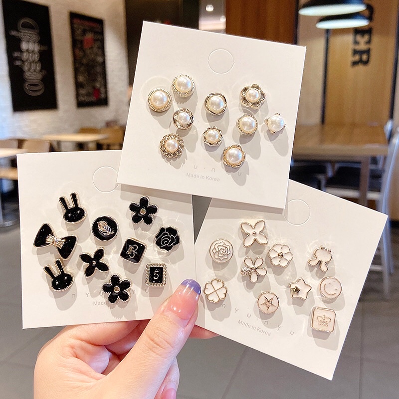 [10 PCS] Pin Kancing 10pcs Manset Bros Kerah Baju Bentuk Bunga Bintang Kelinci Aneka Desain Accidental Pin Cantik Untuk Aksesoris Fashion Pakaian Wanita Lucu Syal Versi Gaya Korea 10 buah / set