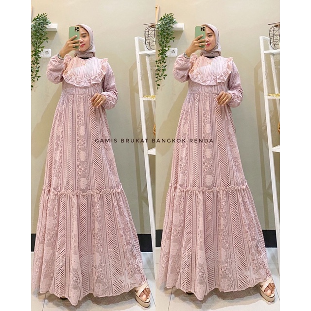 Gamis brukat kain model Acsen rempel U dada